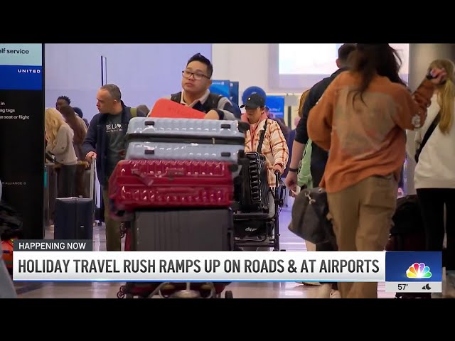 ⁣Holiday travel rush ramps up on roads and airports