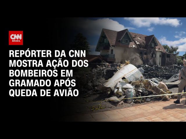 ⁣Repórter da CNN mostra ação dos bombeiros em Gramado após queda de avião | LIVE CNN