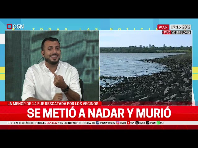 ⁣UN HOMBRE se METIÓ a NADAR con su HIJA en VICENTE LÓPEZ y MURIÓ: la MENOR fue RESCATADA por VECINOS