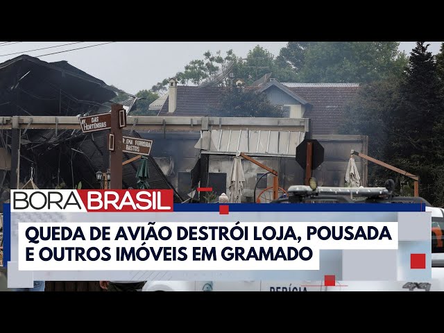 ⁣Queda de avião destrói loja, pousada e outros imóveis em Gramado | Bora Brasil