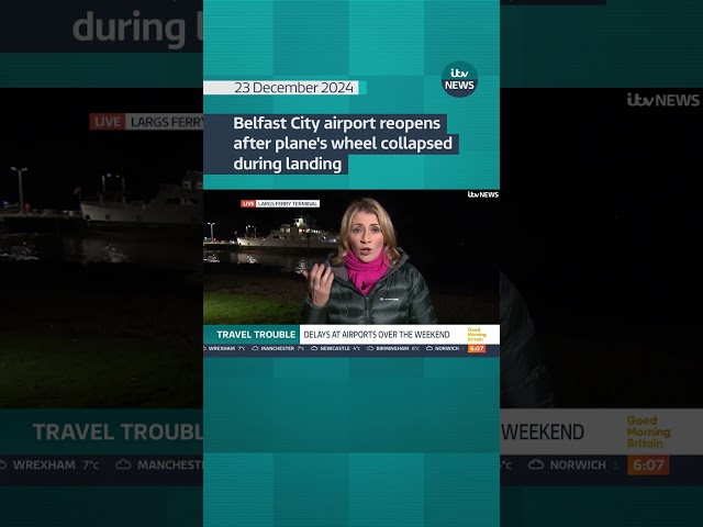 ⁣Belfast City airport reopens after plane's wheel collapsed during landing  #news #shorts #belfa