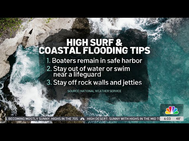 ⁣High surf brings flooding to coastal communities