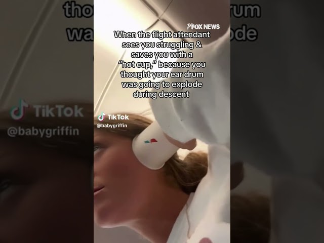 ⁣Flight crew's "airplane ear" hack goes viral after TikToker shares useful tip