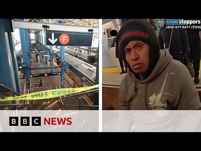 ⁣Man arrested over death of woman set on fire on New York subway | BBC News