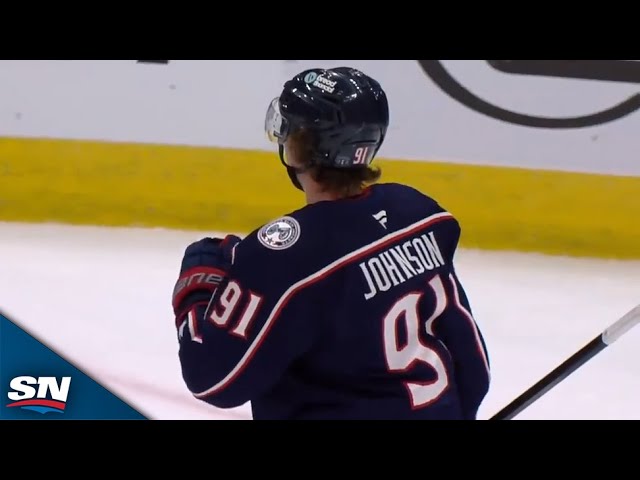 ⁣Blue Jackets' Kent Johnson Bats Puck Out Of Mid-Air For Wacky Goal