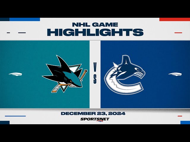 ⁣NHL Highlights | Sharks vs. Canucks - December 23, 2024