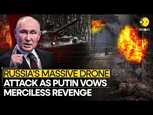 ⁣Russia-Ukraine War: Massive Drone Attack As Putin Vows Merciless Revenge For Kyiv Strike | WION LIVE