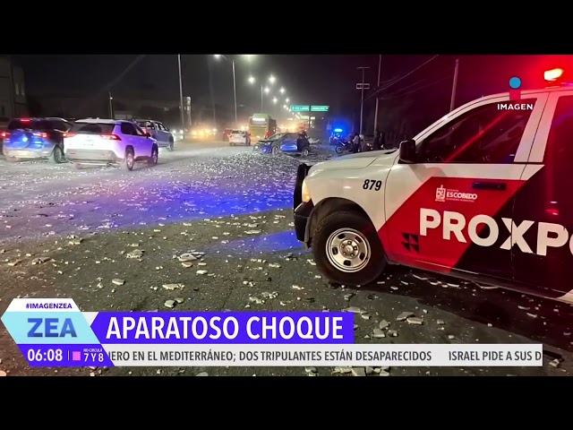 ⁣Cae mármol de tráiler y este provoca choque múltiple en Nuevo León | Noticias con Francisco Zea