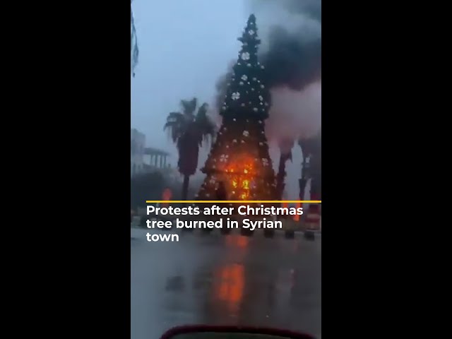 ⁣Protests follow the burning of a Christmas tree in Syrian town | AJ #shorts