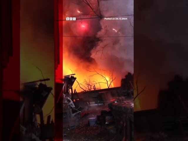 ⁣No injuries were reported as fireworks exploded during a fire in Massachusetts. #BBCNews