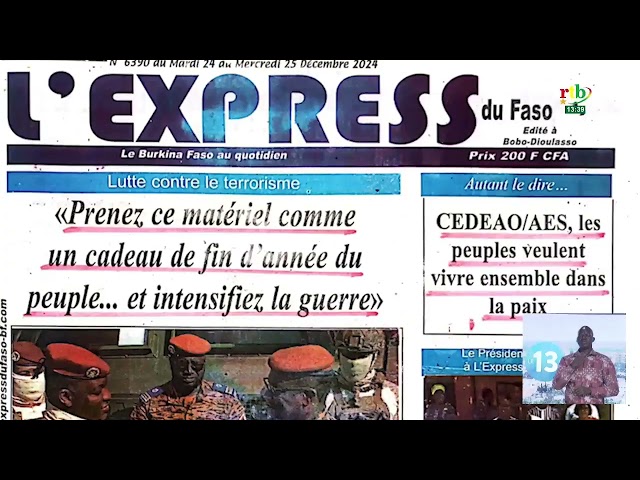 ⁣La revue de presse de ce 24 décembre 2024