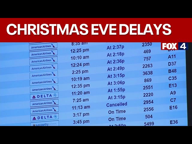 ⁣Storms cause Christmas Eve delays at DFW Airport