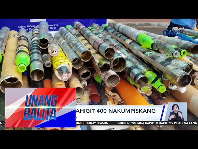 ⁣Rizal Police Provincial Office – Mahigit 400 nakumpiskang boga, sinira | Unang Balita