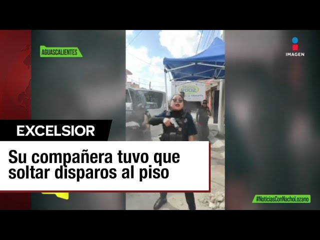 ⁣Policía y civil protagonizan pelea en Aguascalientes; hubo disparos al aire