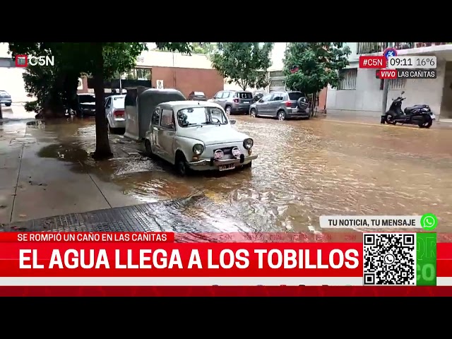 ⁣INUNDACIÓN en LAS CAÑITAS: SE ROMPIÓ un CAÑO en SANTOS DUMONT 2300