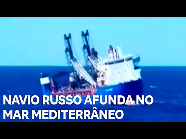 ⁣Navio russo afunda no mar Mediterrâneo após explosão