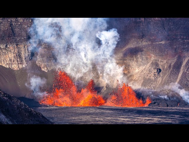 ⁣Lava spews from Kilauea volcano on Hawaii's Big Island