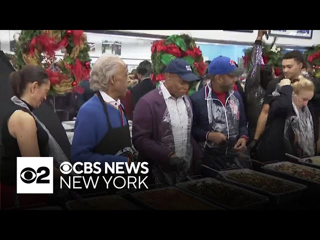 ⁣Mayor Adams joins Rev. Al Sharpton for toy and meal giveaway in Harlem