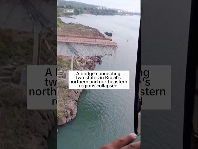 ⁣Motorists stop seconds before a bridge in Brazil begins to crack and collapse