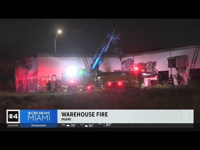 ⁣Warehouse on fire in Miami