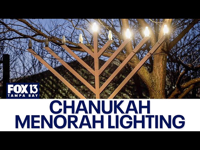 ⁣Tampa temple lights Chanukah menorah on first night of holiday