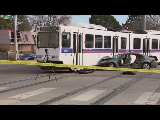 ⁣Suspect vehicle flees shooting, crashes with RTD train