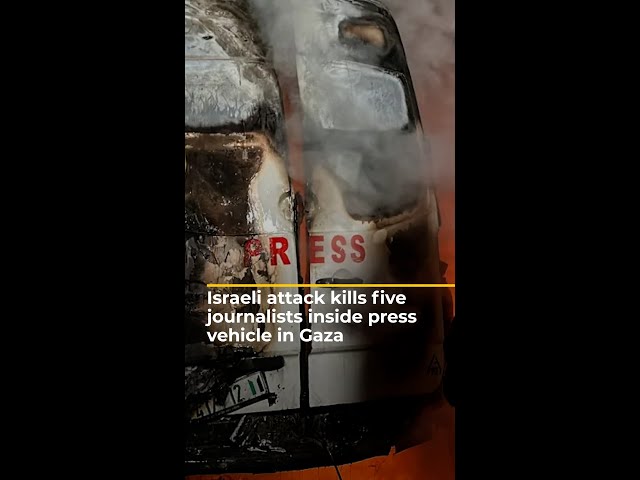 ⁣Israeli attack kills five journalists inside press vehicle in Gaza | AJ #shorts