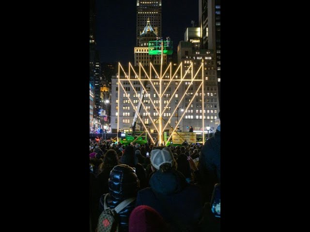 ⁣Lighting 'the world’s largest menorah' in New York City #Shorts