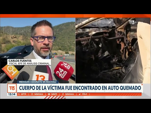 ⁣Indagan asesinato en Machalí: cuerpo de la víctima fue encontrado en auto quemado