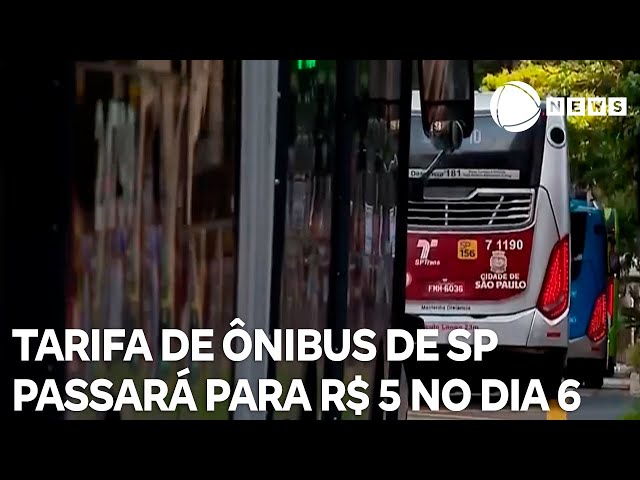 ⁣Tarifa de ônibus de São Paulo passará para R$ 5 a partir de 6 de janeiro