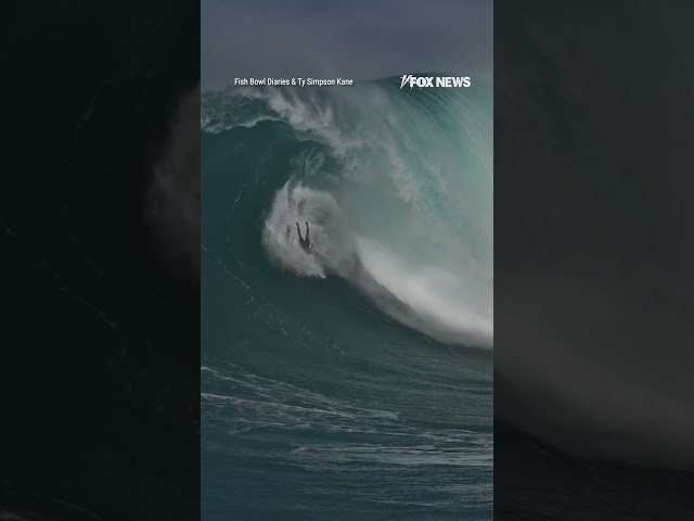 ⁣TERRIFYING TUMBLE: Pro surfer wipes out on iconic wave in Hawaii.