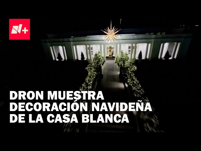 ⁣Dron muestra las decoraciones navideñas de la Casa Blanca - N+ #Shorts