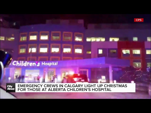 ⁣Emergency crews in Calgary light up Christmas for those at Alberta Children’s Hospital