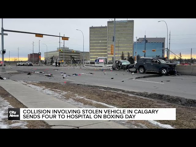 ⁣Collision involving stolen vehicle in Calgary sends four to hospital on Boxing Day