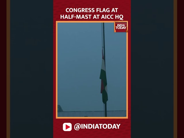 ⁣Congress Flag At Half-Mast At All India Congress Committee (AICC) Headquarters in Delhi