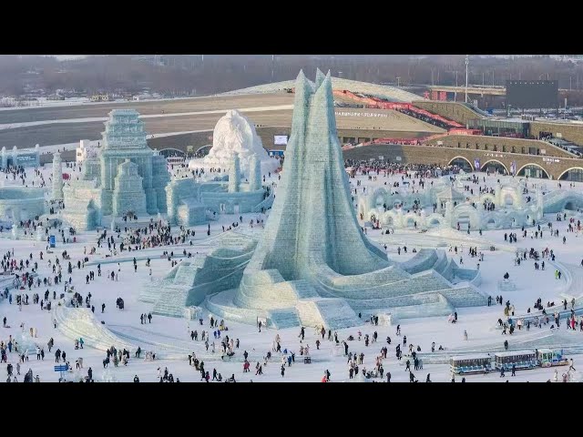 ⁣Live: Harbin Ice and Snow World draws visitors to northeast China