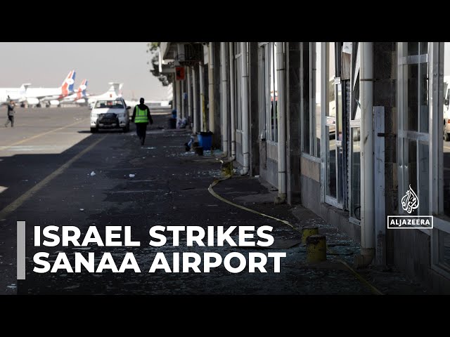 ⁣Israel hits Yemen: Air strikes on Sanaa airport