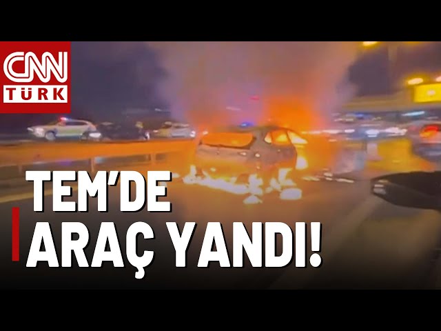 ⁣SON DAKİKA  TEM Mahmutbey'de Araç Yanıyor, Trafik Durdu!