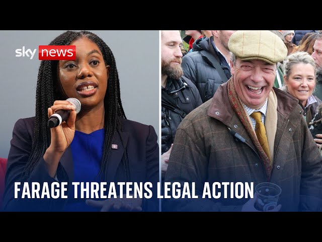 ⁣Farage threatens legal action if Badenoch doesn't apologise for saying membership ticker was &#