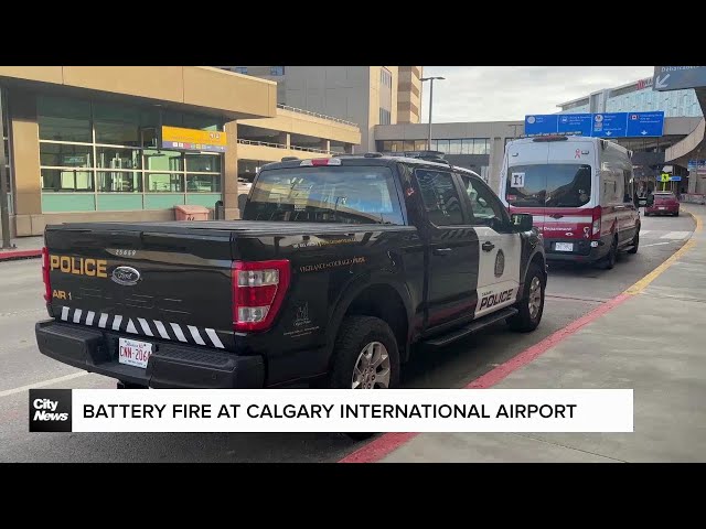 ⁣Battery fire at Calgary International Airport