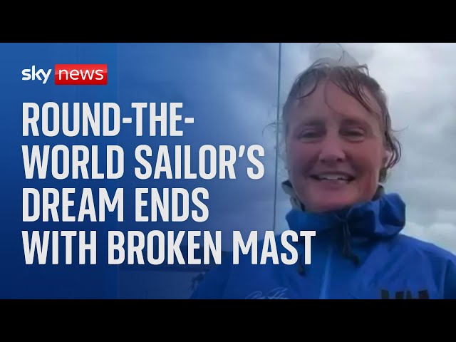 ⁣Snapped mast ends sailor's round-the-world race