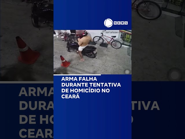 ⁣Arma falha durante tentativa de homicídio no Ceará.  #RecordNews