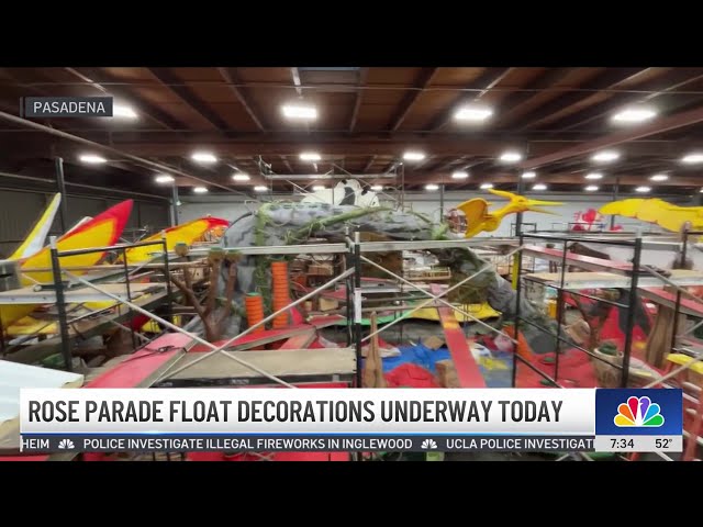 ⁣Rose Parade floats get final touches ahead of event