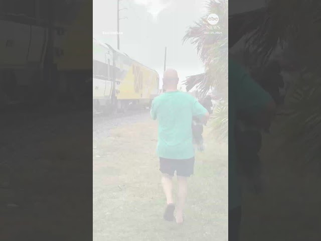 ⁣Train collides with fire truck in Florida