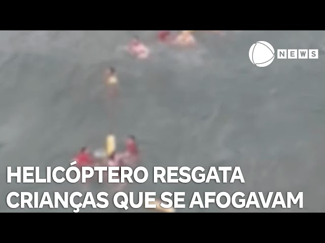 ⁣Helicóptero águia da PM resgata crianças que se afogavam