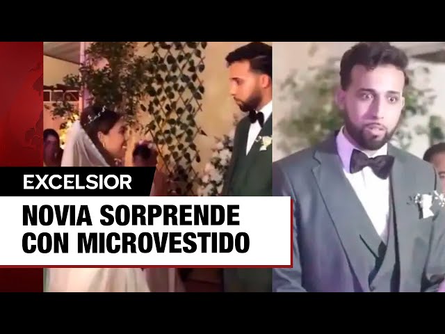 ⁣Novia sorprende con microvestido transparente en su boda y la reacción del novio fue inesperada