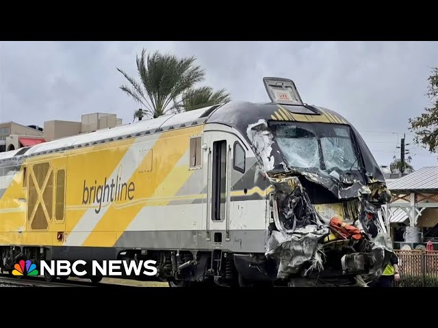 ⁣At least 15 injured after Brightline train crashes into fire truck in Florida