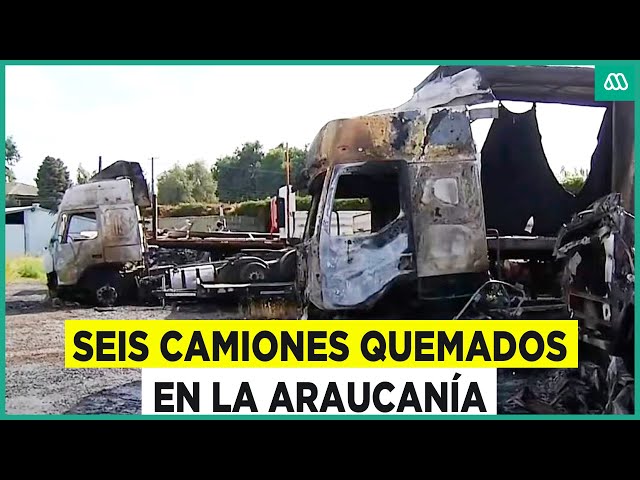 ⁣Queman seis camiones en La Araucanía: Encapuchados protagonizan ataque incendiario