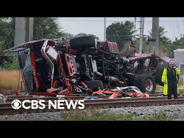 ⁣Commuter train collides with fire truck in Miami area, injuring several people