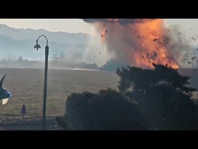 ⁣Plane erupts into fireball shortly after landing in South Korea